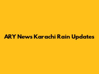 ARY News Karachi Rain Updates