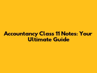 Accountancy Class 11 Notes: Your Ultimate Guide