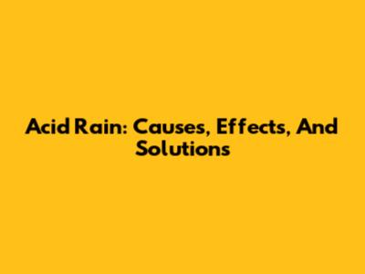 Acid Rain: Causes, Effects, And Solutions