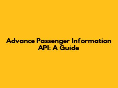 Advance Passenger Information API: A Guide