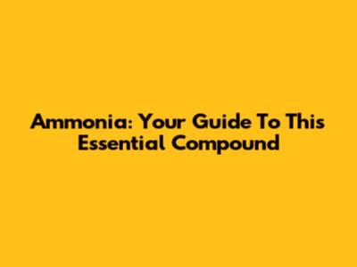 Ammonia: Your Guide To This Essential Compound