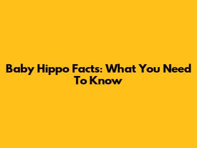 Baby Hippo Facts: What You Need To Know