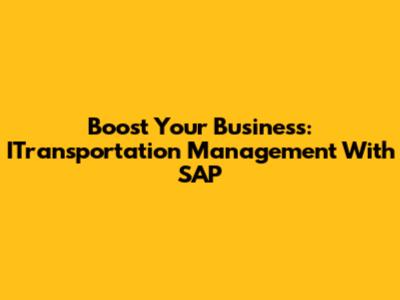 Boost Your Business: ITransportation Management With SAP