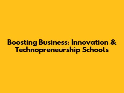 Boosting Business: Innovation & Technopreneurship Schools