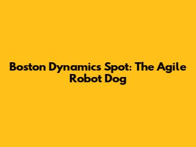 Boston Dynamics Spot: The Agile Robot Dog