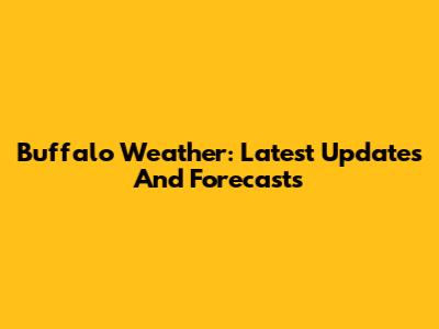 Buffalo Weather: Latest Updates And Forecasts