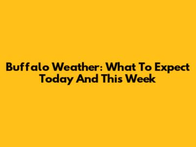 Buffalo Weather: What To Expect Today And This Week