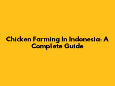Chicken Farming In Indonesia: A Complete Guide