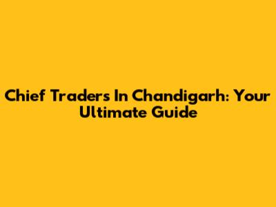 Chief Traders In Chandigarh: Your Ultimate Guide