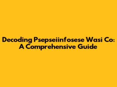 Decoding Psepseiinfosese Wasi Co: A Comprehensive Guide