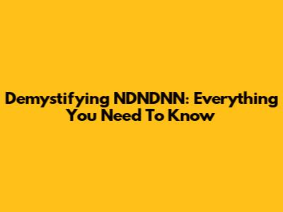 Demystifying NDNDNN: Everything You Need To Know