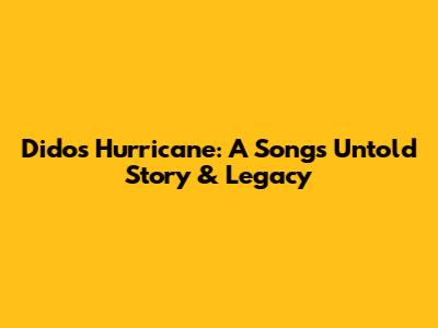 Dido's 'Hurricane': A Song's Untold Story & Legacy