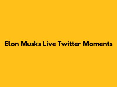 Elon Musk's Live Twitter Moments