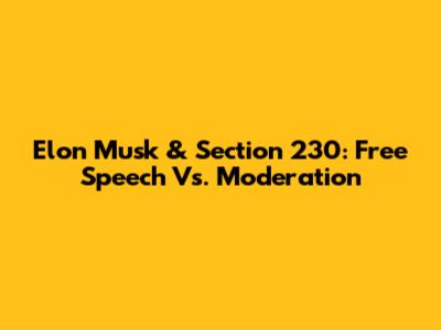 Elon Musk & Section 230: Free Speech Vs. Moderation