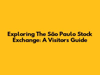 Exploring The São Paulo Stock Exchange: A Visitor's Guide