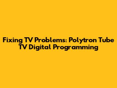 Fixing TV Problems: Polytron Tube TV Digital Programming