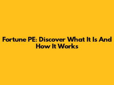 Fortune PE: Discover What It Is And How It Works