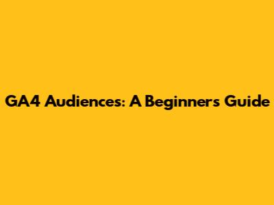 GA4 Audiences: A Beginner's Guide