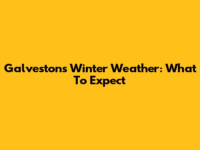 Galveston's Winter Weather: What To Expect