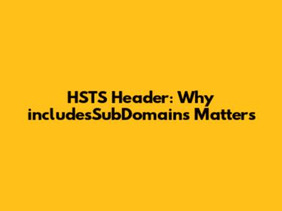 HSTS Header: Why 'includesSubDomains' Matters