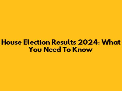 House Election Results 2024: What You Need To Know