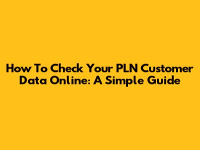 How To Check Your PLN Customer Data Online: A Simple Guide