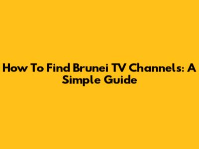 How To Find Brunei TV Channels: A Simple Guide