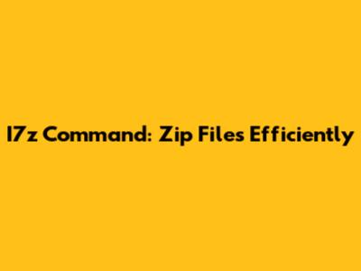I7z Command: Zip Files Efficiently