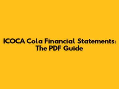 ICOCA Cola Financial Statements: The PDF Guide