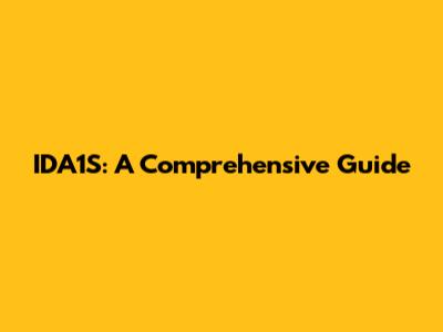 IDA1S: A Comprehensive Guide