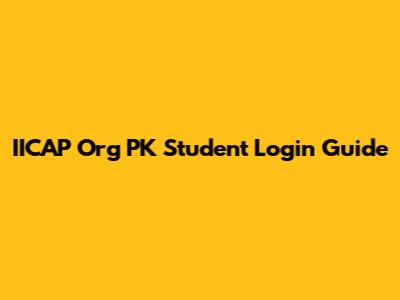 IICAP Org PK Student Login Guide