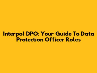 Interpol DPO: Your Guide To Data Protection Officer Roles
