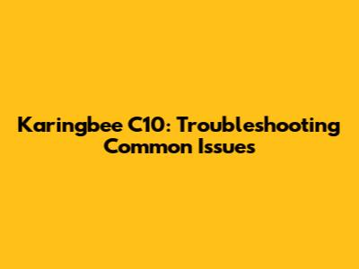 Karingbee C10: Troubleshooting Common Issues