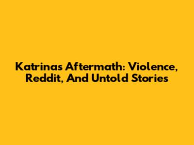 Katrina's Aftermath: Violence, Reddit, And Untold Stories