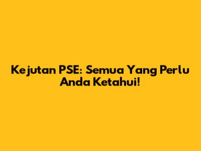 Kejutan PSE: Semua Yang Perlu Anda Ketahui!