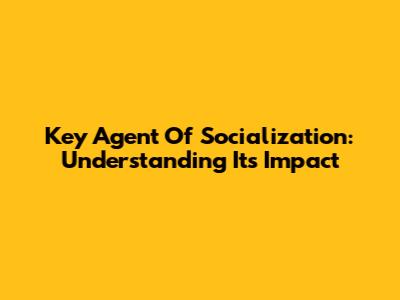 Key Agent Of Socialization: Understanding Its Impact