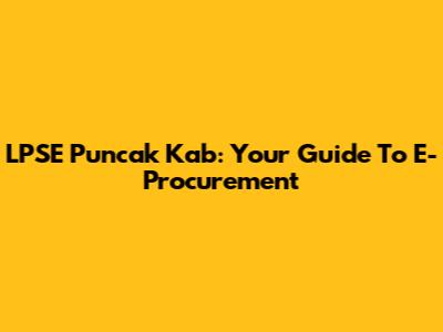 LPSE Puncak Kab: Your Guide To E-Procurement