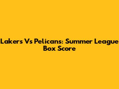 Lakers Vs Pelicans: Summer League Box Score