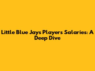 Little Blue Jays Players' Salaries: A Deep Dive