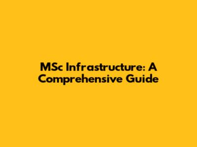 MSc Infrastructure: A Comprehensive Guide