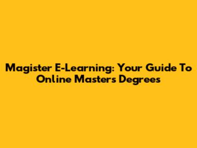 Magister E-Learning: Your Guide To Online Master's Degrees