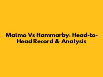 Malmo Vs Hammarby: Head-to-Head Record & Analysis