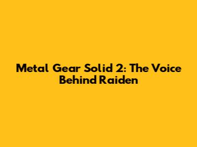 Metal Gear Solid 2: The Voice Behind Raiden