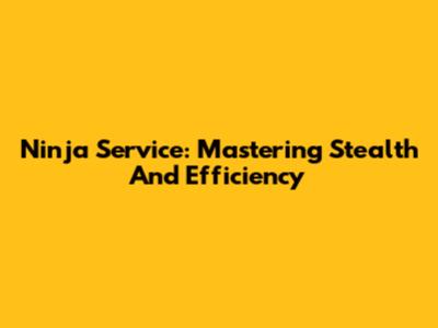 Ninja Service: Mastering Stealth And Efficiency
