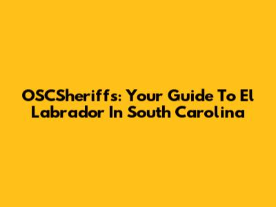 OSCSheriffs: Your Guide To El Labrador In South Carolina