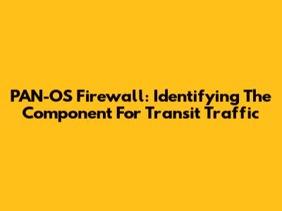 PAN-OS Firewall: Identifying The Component For Transit Traffic
