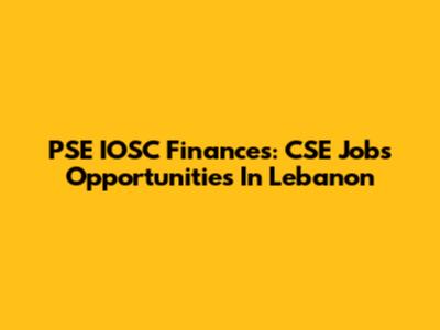 PSE IOSC Finances: CSE Jobs Opportunities In Lebanon