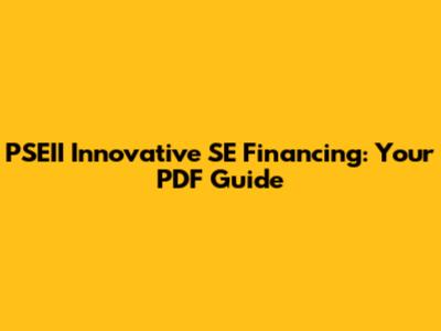 PSEII Innovative SE Financing: Your PDF Guide