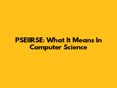 PSEIIRSE: What It Means In Computer Science