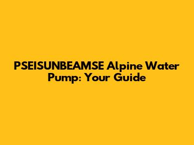 PSEISUNBEAMSE Alpine Water Pump: Your Guide
